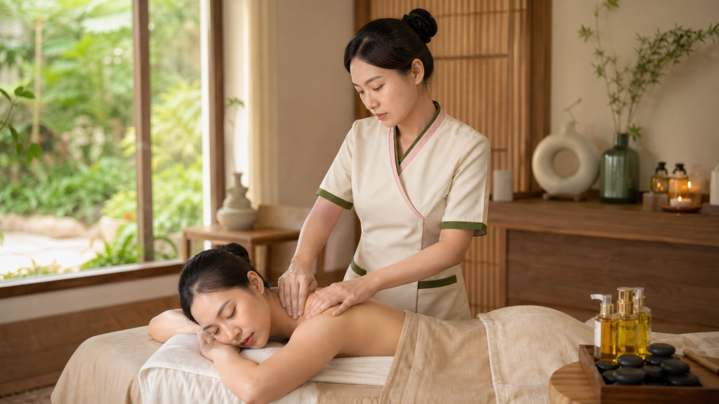 massage cổ vai gáy dưỡng sinh giảm mỏi làm việc tại nhà