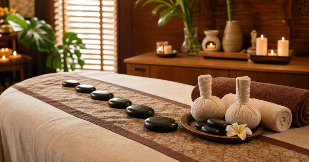 Massage body chườm đá nóng tại HG Mộc Bản
