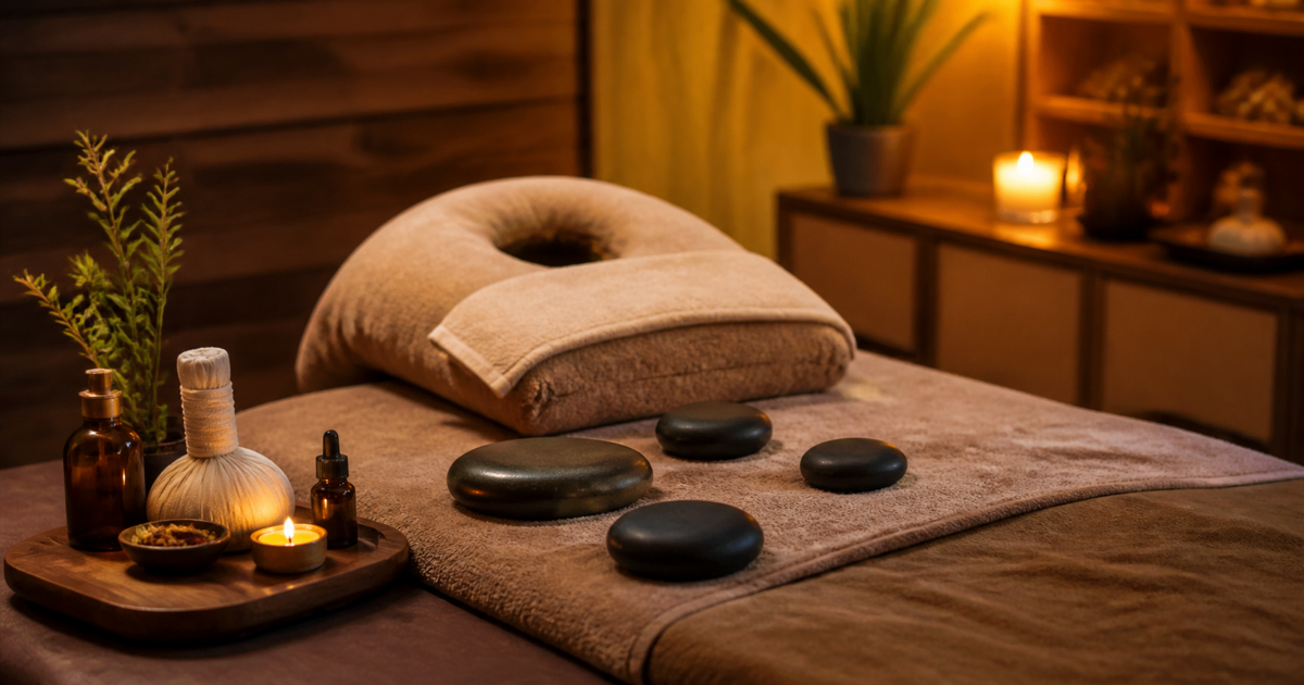 Massage cổ vai gáy chườm đá nóng giúp thư giãn vùng căng mỏi - Đá nóng thảo dược phù hợp với tình trạng cơ thể nào?