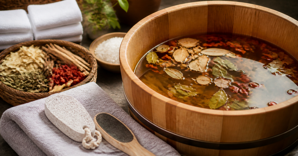 Ngâm chân, chà gót chân tại HG Mộc Bản