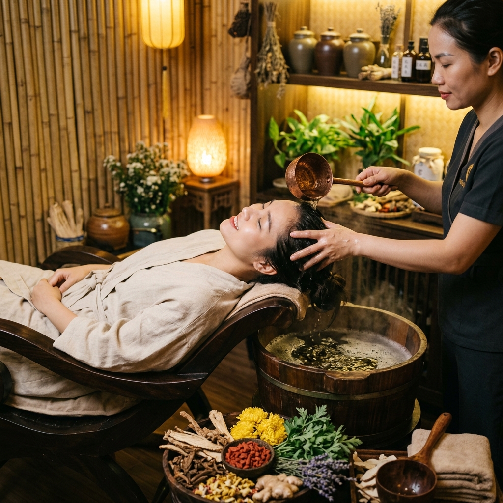 Trải nghiệm gội đầu dưỡng sinh Trung Hoa phục hồi năng lượng tại HG Mộc Bản